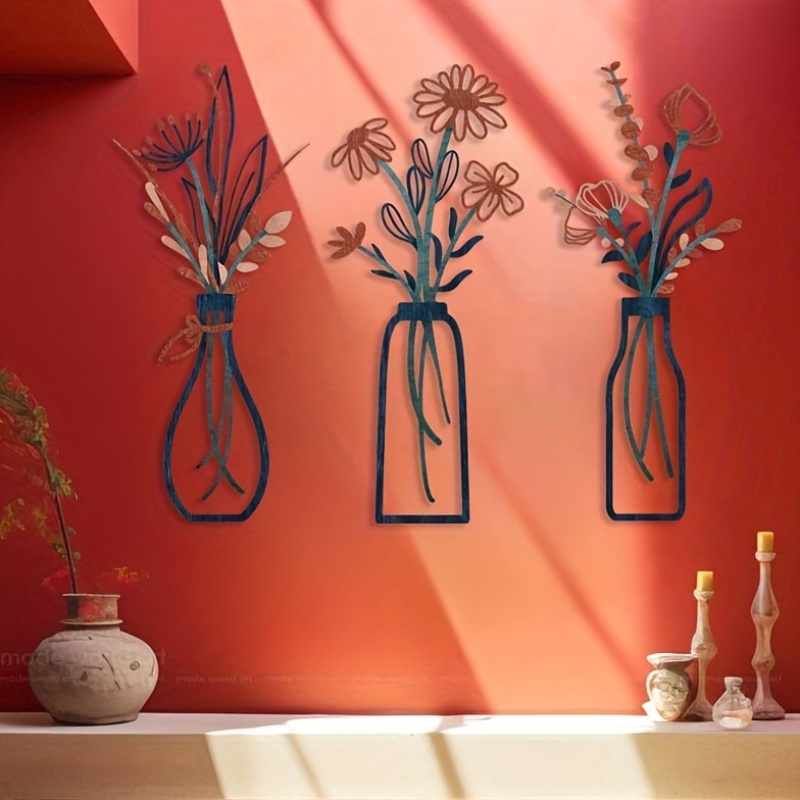 Interior Design Home - 3 Büyük Çiçek Desenli Duvar Sanatı