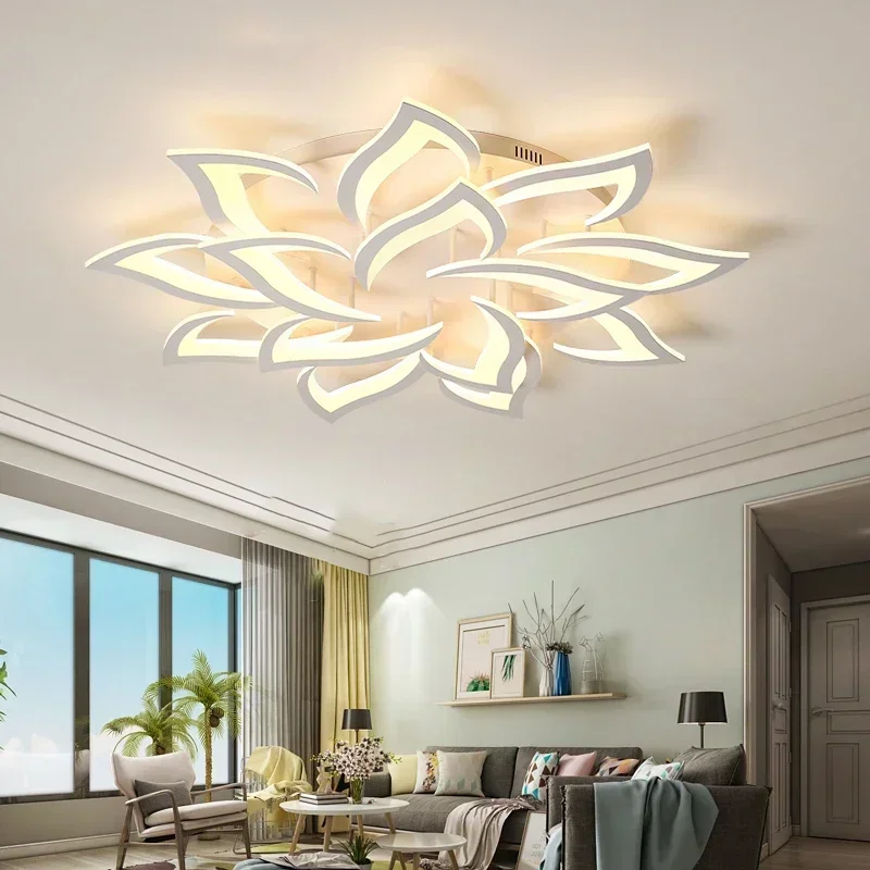 Interior Design Luxury Living Room - Tasarımcı LED Petal avize oturma odası