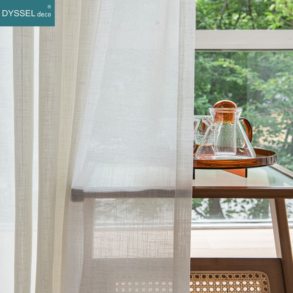 Linen Curtain Eyelet - Modern Beyaz Keten Düz Şeffaf Avrupa
