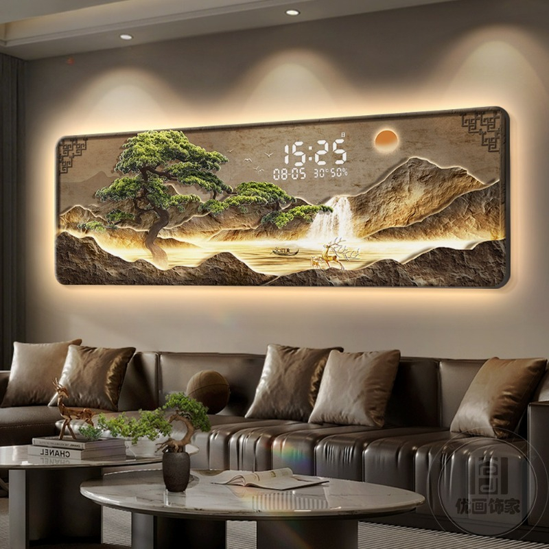 Interior Design Luxury Living Room - Büyük Boy Lüks Saat Duvar Dijital
