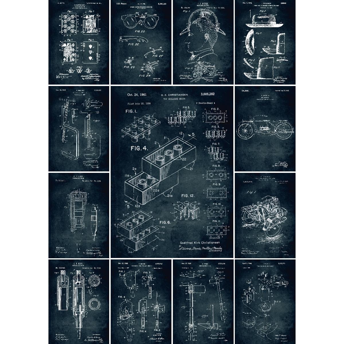 Interior Design And Build - Vintage oyuncak yapı tuğla Blueprint Poster