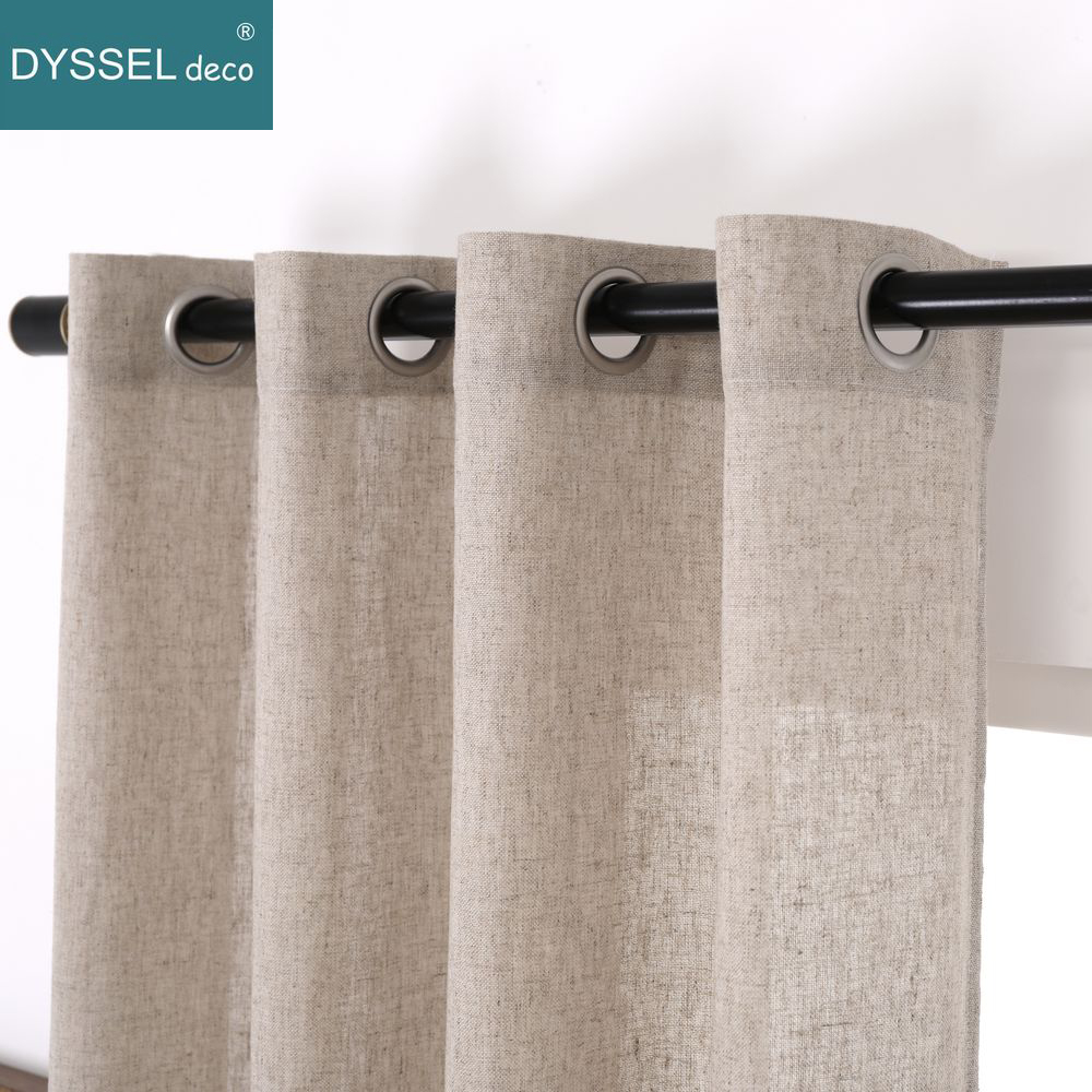 Linen Curtain Eyelet - Katı Ev Dekoratif Anti-UV Doğal Keten