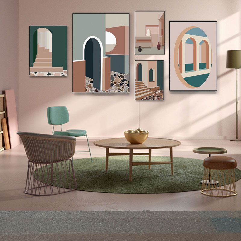 Interior Design And Build - Retro Morandi Bina Tuval Sanat Anime