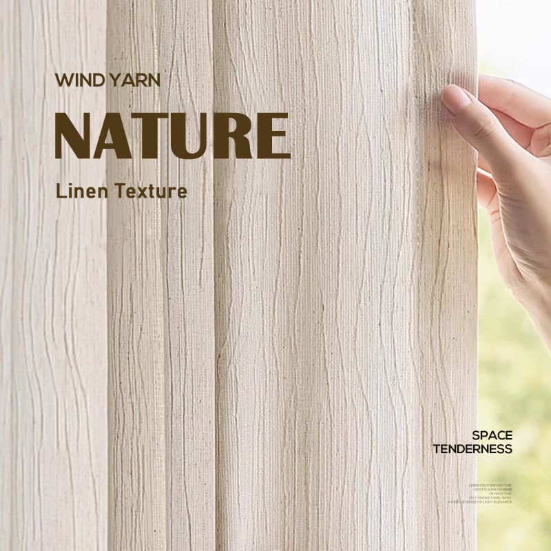 Linen Curtain Eyelet - Özel Boyut Jakarlı Keten Yarı Karartma